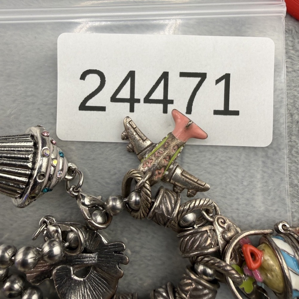Vintage Brighton Charm Bracelet Silver Tone Summer Theme Enamel Beach 7.5" - Picture 12 of 12